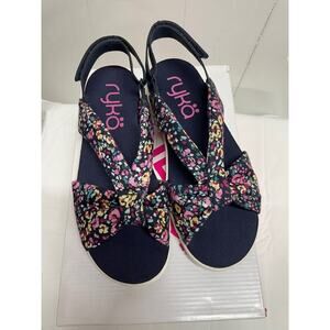 Ryka Women's Sandals Size 6.5 Macy floral Navy Print NEW in Box